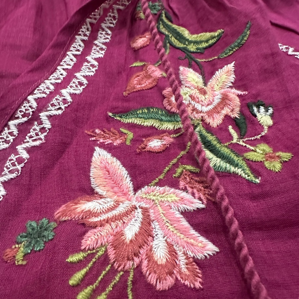 Sundance Plum Catalog Shayda Embroidered Blouse Petite Small - Picture 5 of 7
